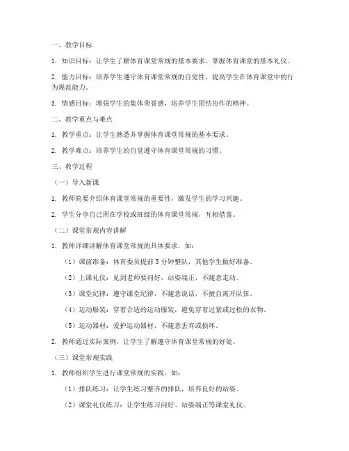 体育课堂常规教案模板范文
