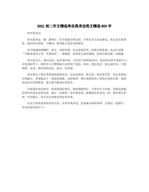 2021初二作文精选你在我身边范文精选800字