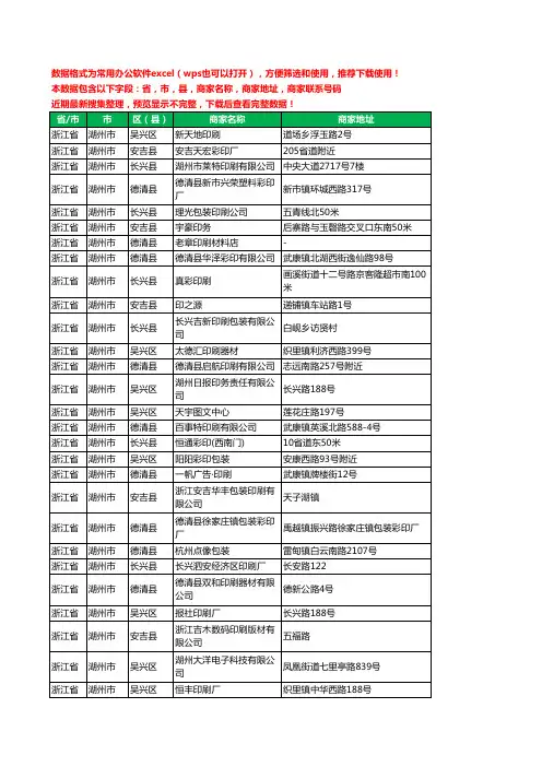 2020新版浙江省湖州市印刷工商企业公司商家名录名单黄页联系电话号码地址大全132家
