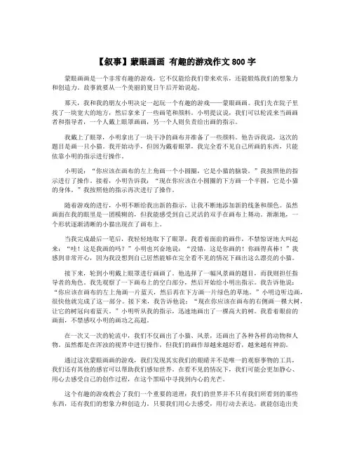 【叙事】蒙眼画画 有趣的游戏作文800字