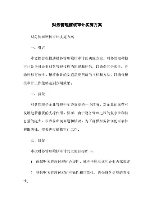财务管理稽核审计实施方案简版