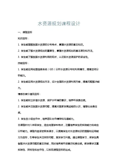 水资源规划课程设计