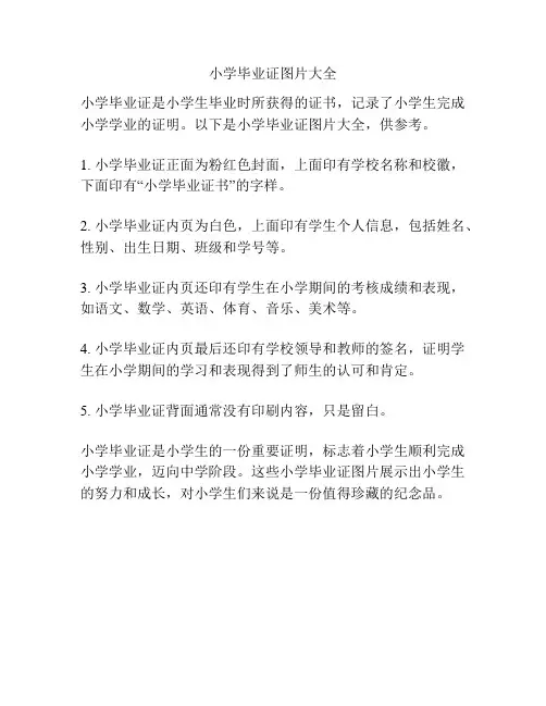 小学毕业证图片大全