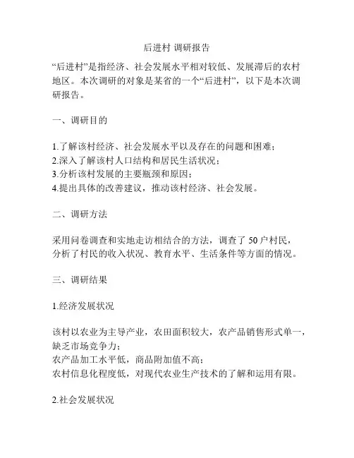 后进村 调研报告