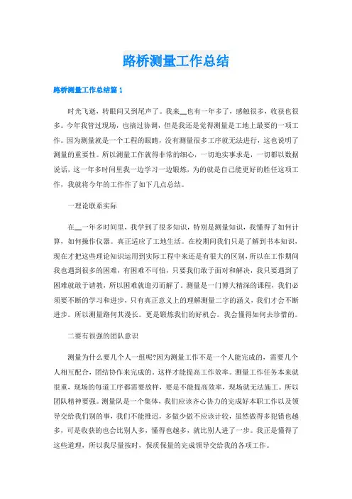路桥测量工作总结