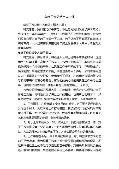 年终工作总结个人自评