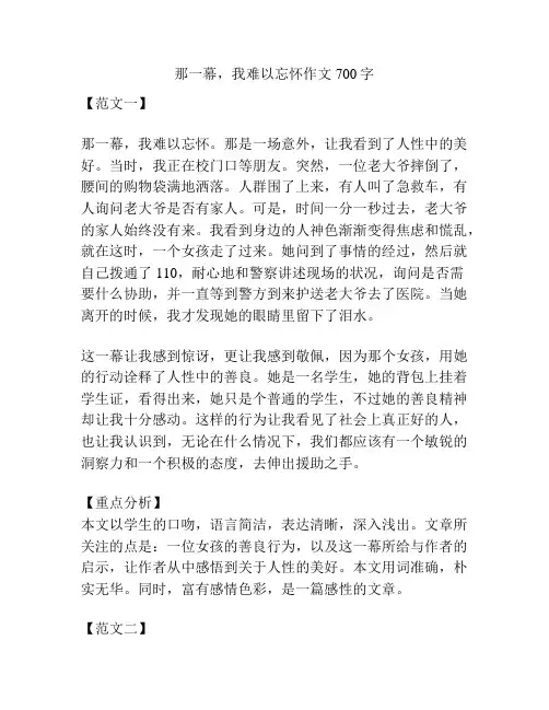 那一幕,我难以忘怀作文700字