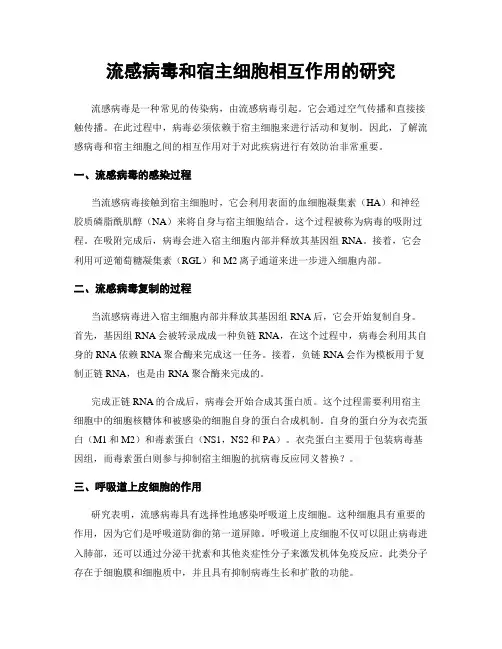 流感病毒和宿主细胞相互作用的研究