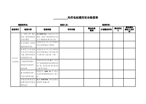 光伏通用检查表