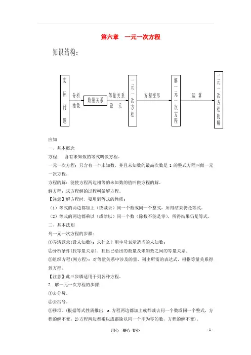 七年级数学下册 第六章  一元一次方程 华东师大版