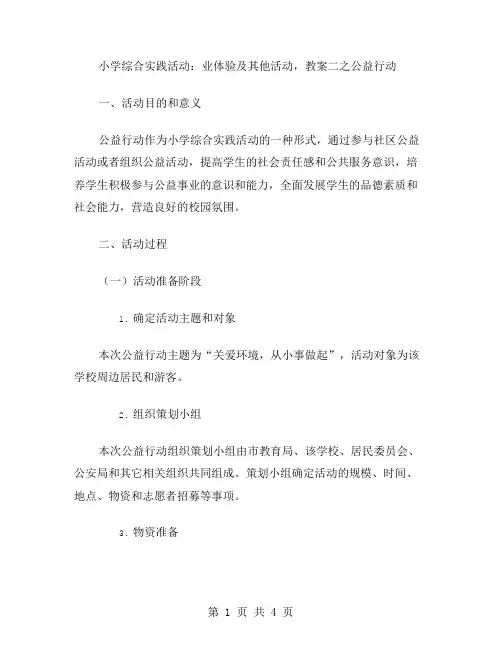 小学综合实践活动：业体验及其他活动,教案二之公益行动