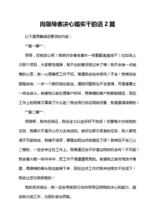 向领导表决心踏实干的话2篇