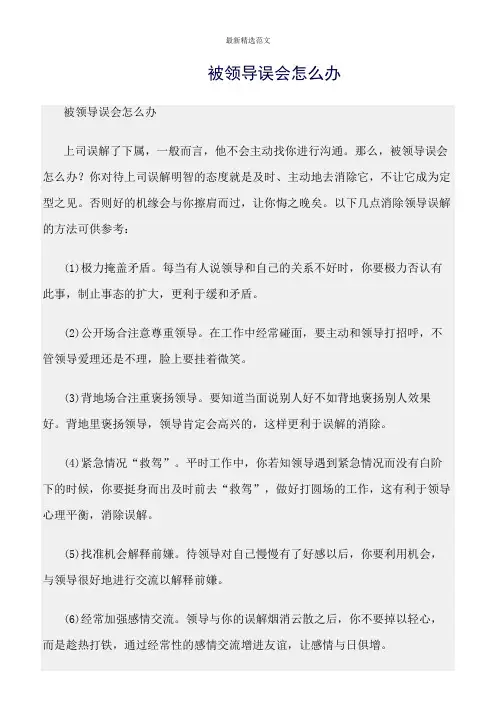 【口才与演讲类范文精选】被领导误会怎么办