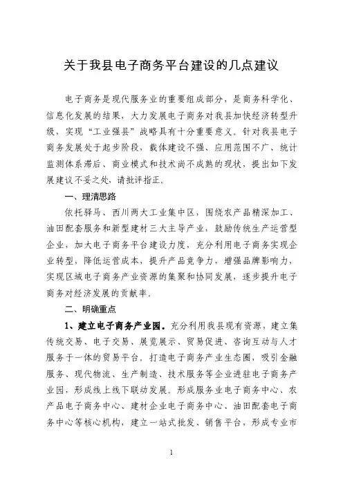 关于我县电子商务平台建设的几点建议【精选资料】