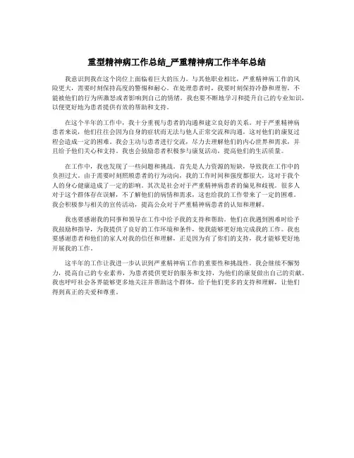 重型精神病工作总结_严重精神病工作半年总结