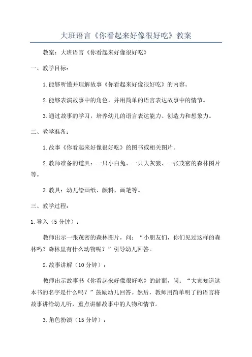 大班语言《你看起来好像很好吃》教案