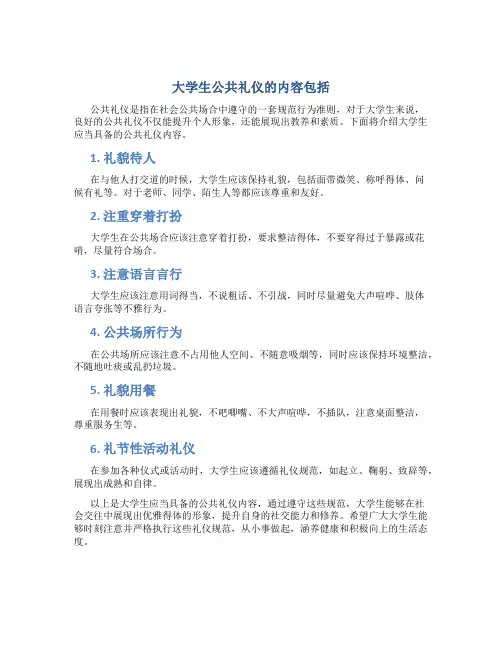 大学生公共礼仪的内容包括