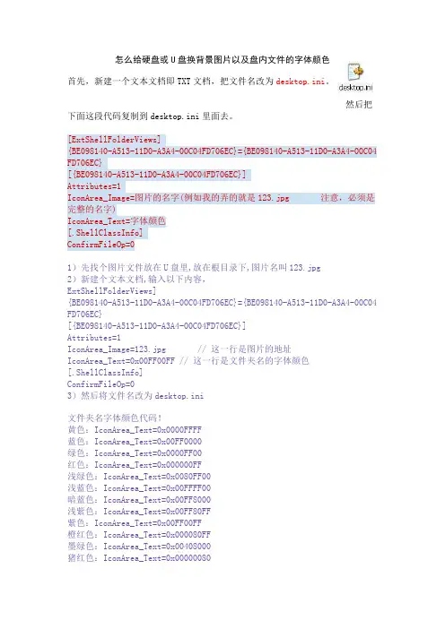 硬盘U盘图标及背景更换方法