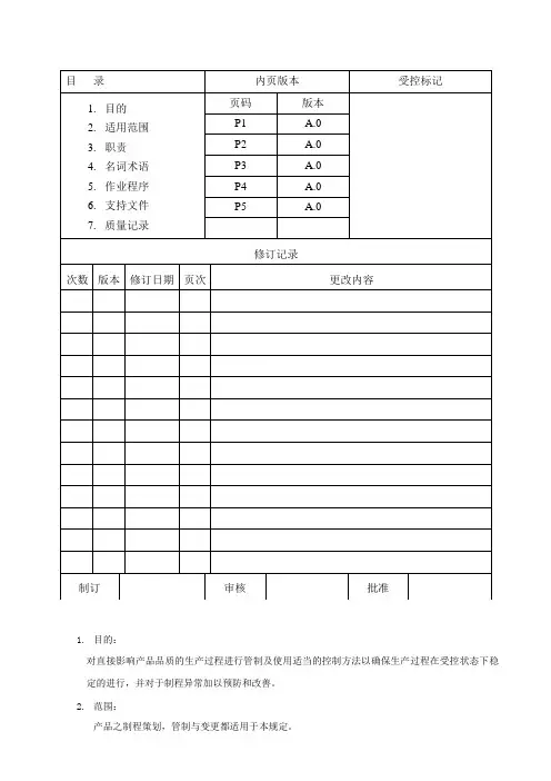 QP-13A生产和服务实现控制程序