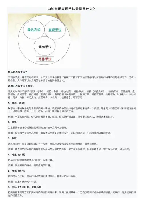 24种常用表现手法分别是什么？