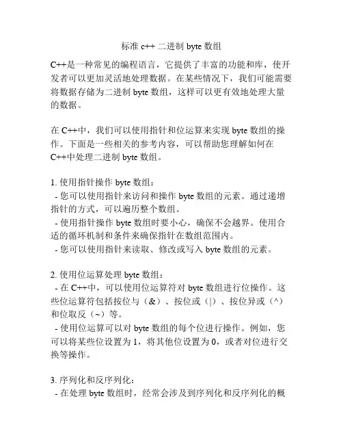 标准c++ 二进制byte数组
