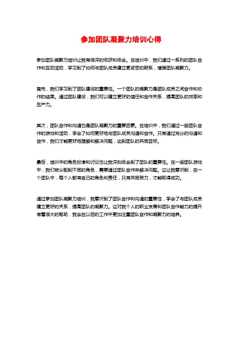 参加团队凝聚力培训心得