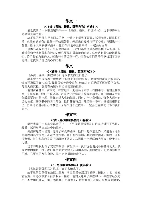 男孩鼹鼠狐狸马读后感300字