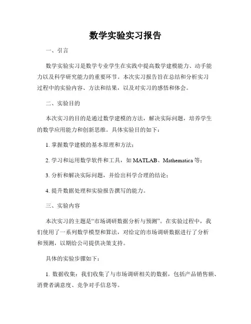 数学实验实习报告