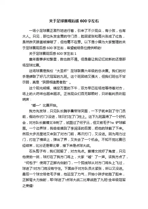 关于足球赛观后感600字左右