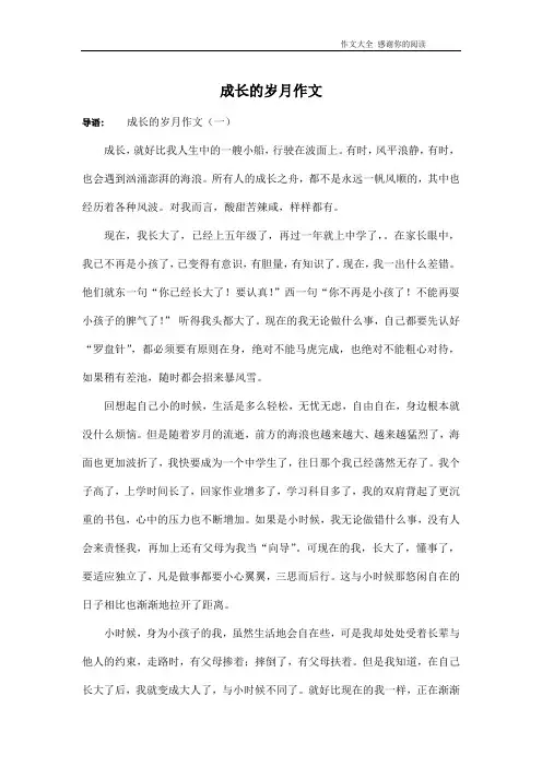 成长的岁月作文