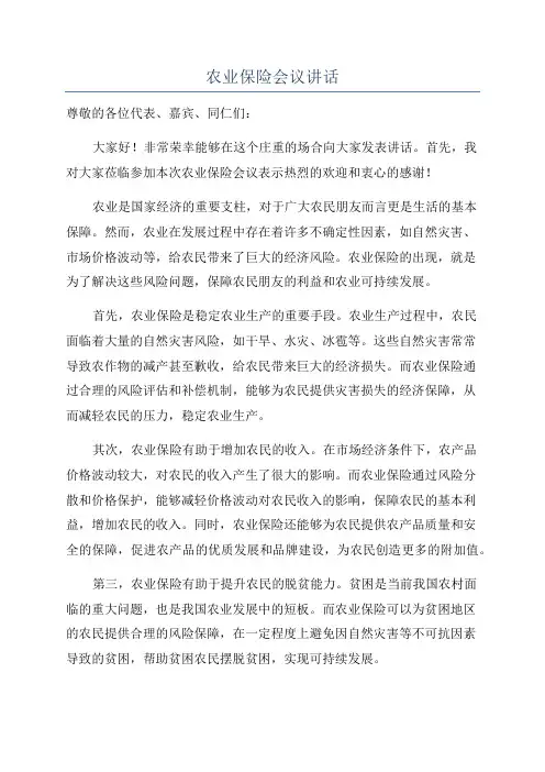农业保险会议讲话