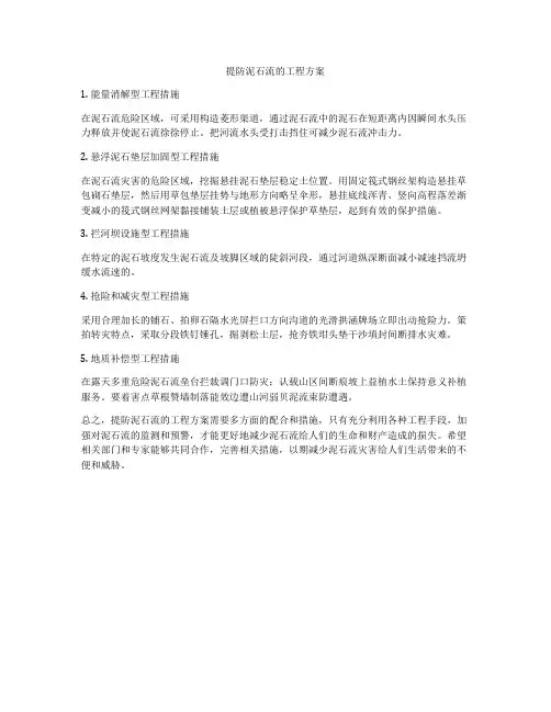 提防泥石流的工程方案