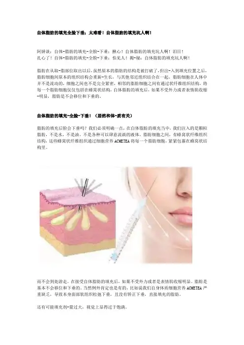 自体脂肪填充全脸下垂;太难看!自体脂肪填充坑人啊!内幕!