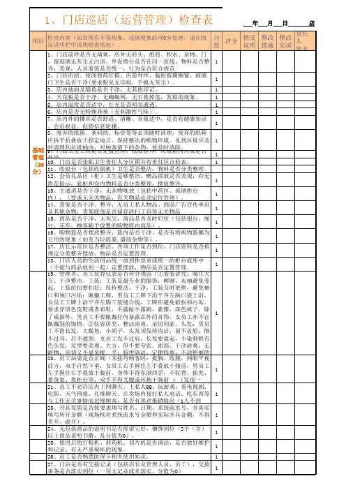 门店巡店(运营管理)检查表