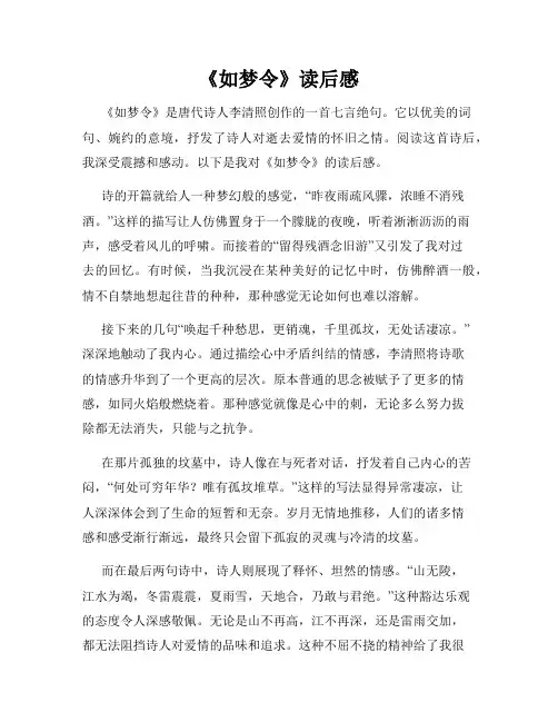 《如梦令》读后感
