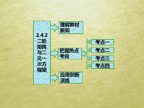 2017_2018学年高中数学2.4逆变换与逆矩阵2.4.2二阶矩阵与二元一次方程组课件苏教版选修4_2