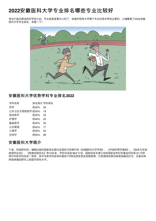 2022安徽医科大学专业排名哪些专业比较好