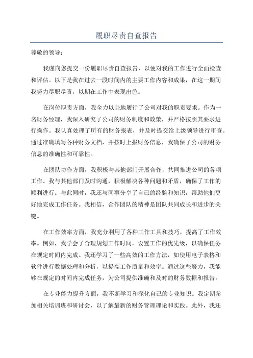 履职尽责自查报告