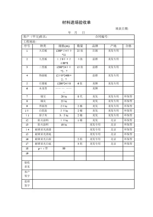 材料进场验收单