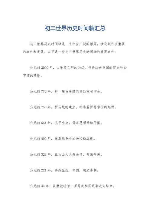 初三世界历史时间轴汇总