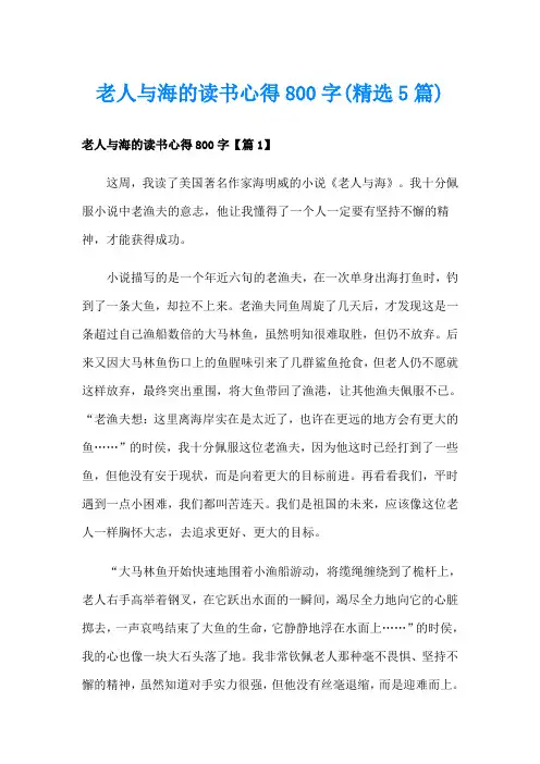 老人与海的读书心得800字(精选5篇)