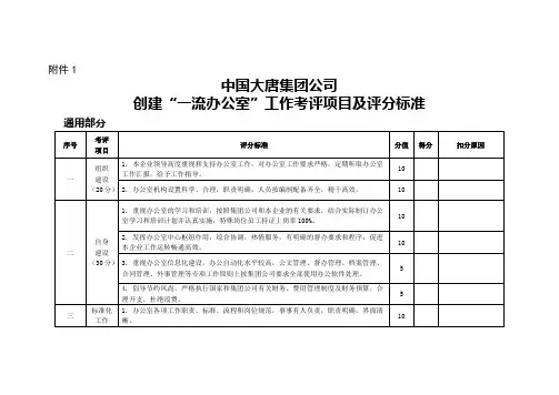 中国大唐集团公司创建一流办公室工作考评项目及评分标准(0923)