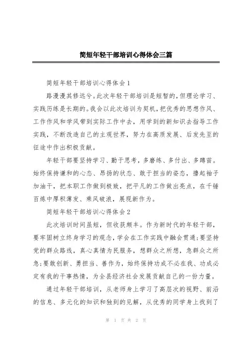 简短年轻干部培训心得体会三篇