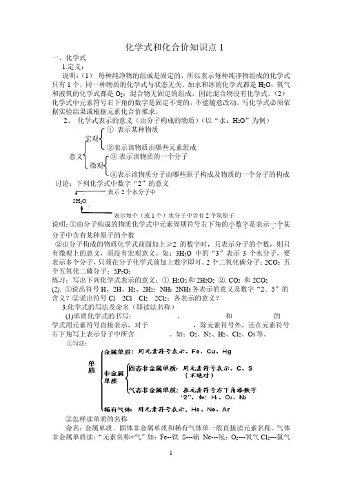 九年级化学化学式与化合价知识点
