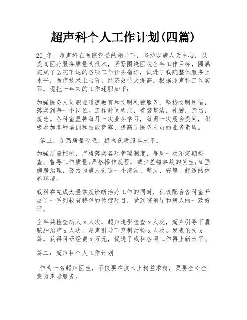 超声科个人工作计划(四篇)