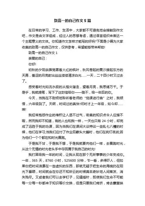 致高一的自己作文5篇