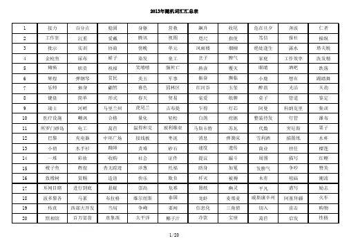 世界脑力锦标赛词汇表(扩充版)精心整理