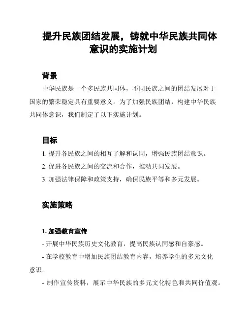 提升民族团结发展,铸就中华民族共同体意识的实施计划