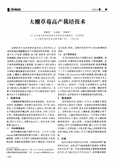 大棚草莓高产栽培技术