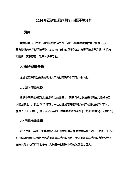 2024年高速磁悬浮列车市场环境分析